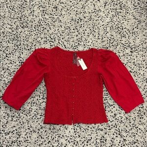 Anthropologie Smocked Cardigan Button Up Blouse